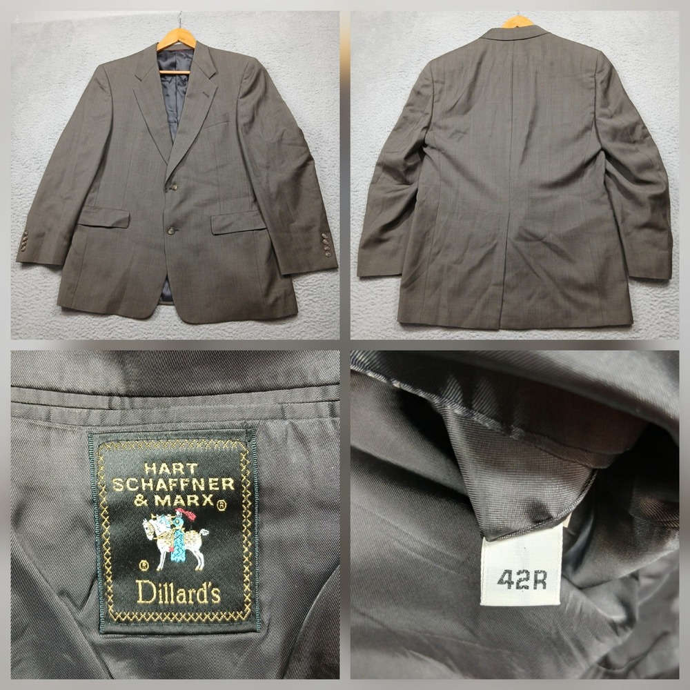 Hart Schaffner‎ Marx Blazer Men 42R Gray Wool Dillard's Sport Coat